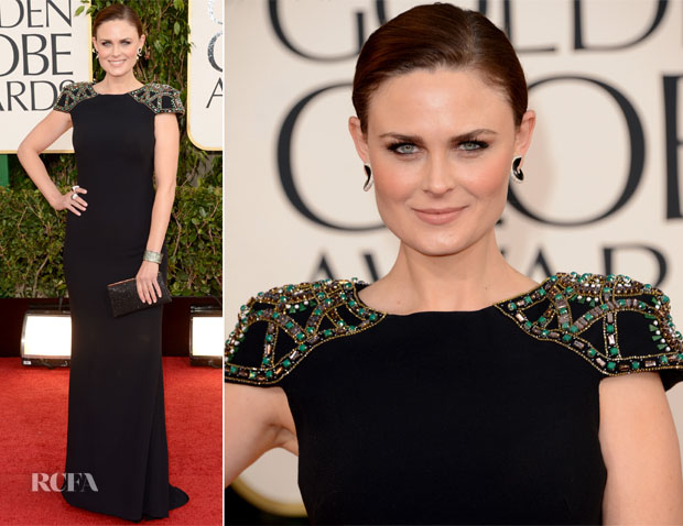 Emily Deschanel In Badgley Mischka - 2013 Golden Globe Awards