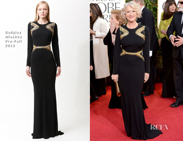 Helen Mirren In Badgley Mischka - 2013 Golden Globe Awards