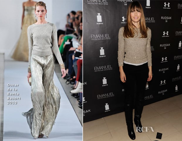 Jessica Biel In Oscar de la Renta - Next Generation Filmmaker Dinner Series ‘Emanuel And The Truth About Fishes’