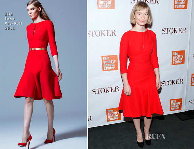 Mia Wasikowska In Elie Saab - 'Stoker' New York Screening