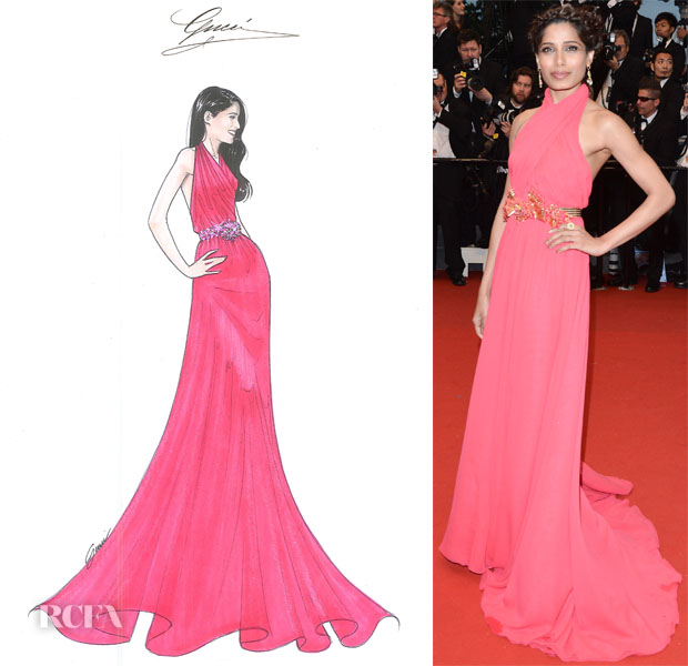 Freida Pinto's 'The Great Gatsby' Cannes Film Festival Premeire Gucci Gown Sketch