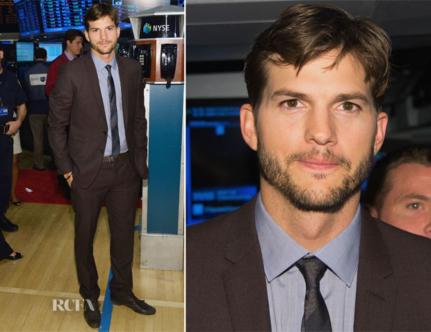 Ashton Kutcher Rings NYSE Opening Bell In Burberry