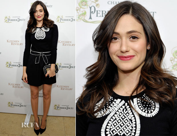 Emmy Rossum In Moschino Cheap and Chic & RED Valentino -  ‘Kitchen Revelry’ Cookbook Release Party