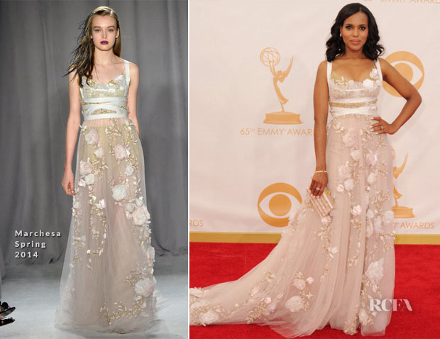 Kerry Washington In Marchesa - 2013 Emmy Awards