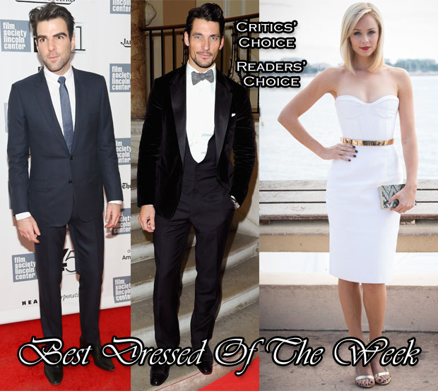 Best Dressed Of The Week - Laura Vandervoort in Alex Perry, Zachary Quinto in Dior Homme & David Gandy in Dolce & Gabbana