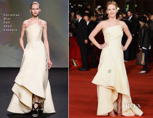 Jennifer Lawrence In Christian Dior Couture - 'The Hunger Games Catching Fire' Rome Film Festival Premiere