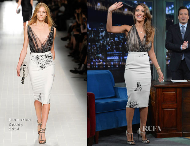 Jessica Alba In Blumarine - Late Night with Jimmy Fallon