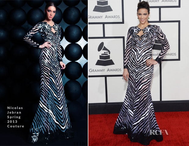 Paula Patton In Nicolas Jebran Couture - 2014 Grammy Awards