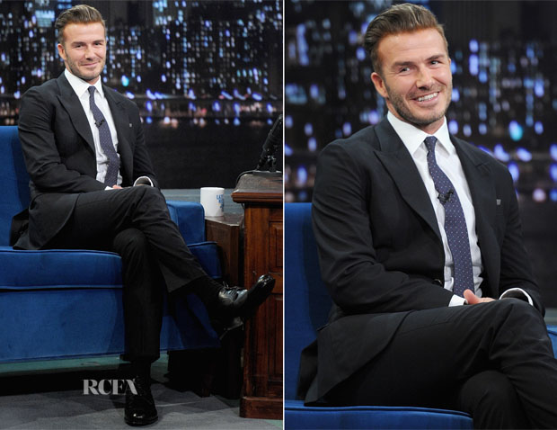 David Beckham In Louis Vuitton - Late Night With Jimmy Fallon - Red Carpet  Fashion Awards