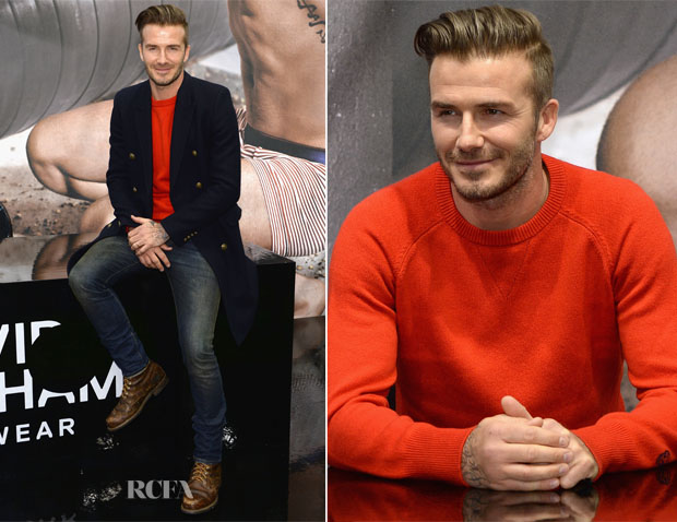 David Beckham In Saint Laurent & Alexander McQueen - H&M Super Bowl Event