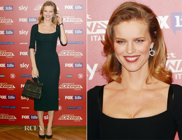 Eva Herzigova In Dolce & Gabbana - 'Project Runway' Italia Photocall