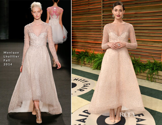 Emmy Rossum In Monique Lhuillier - Vanity Fair Oscar Party 2014 - Red ...