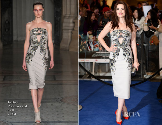 Hayley Atwell In Julien Macdonald - ‘Captain America The Winter Soldier’ London Premiere