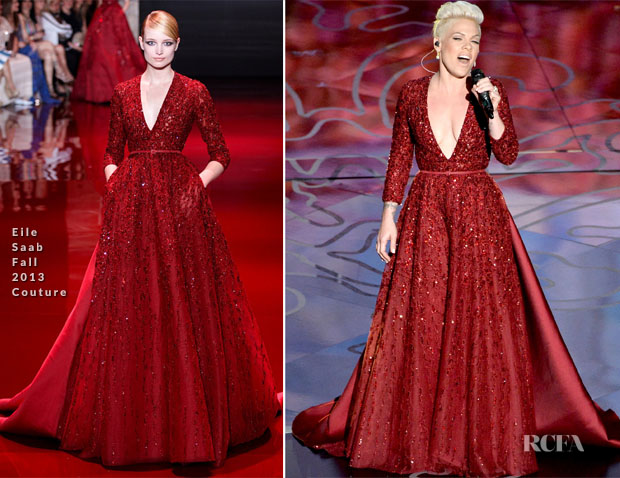 Pink In Elie Saab Couture - Oscars 2014 Performance