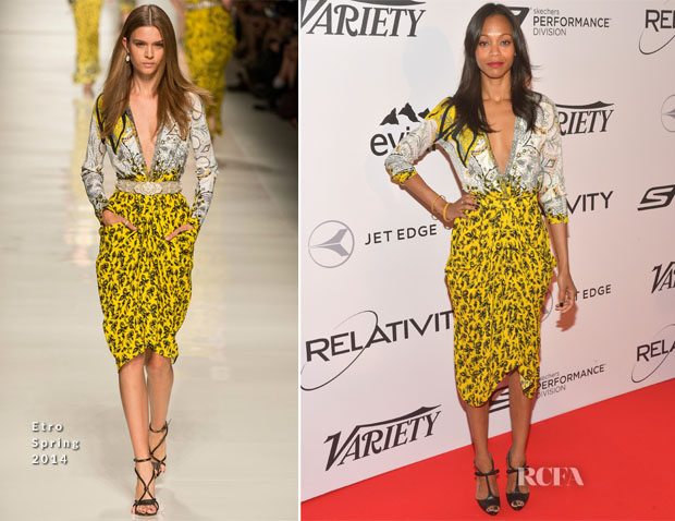 Zoe Saldana In Etro - Relativity At Ten Luncheon