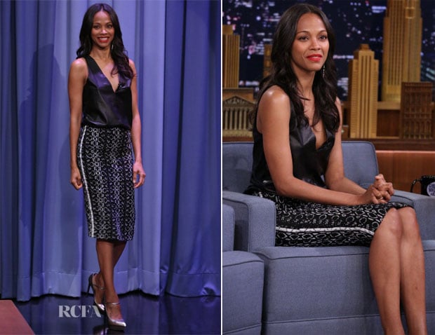 Zoe Saldana In Reed Krakoff - The Tonight Show Starring Jimmy Fallon