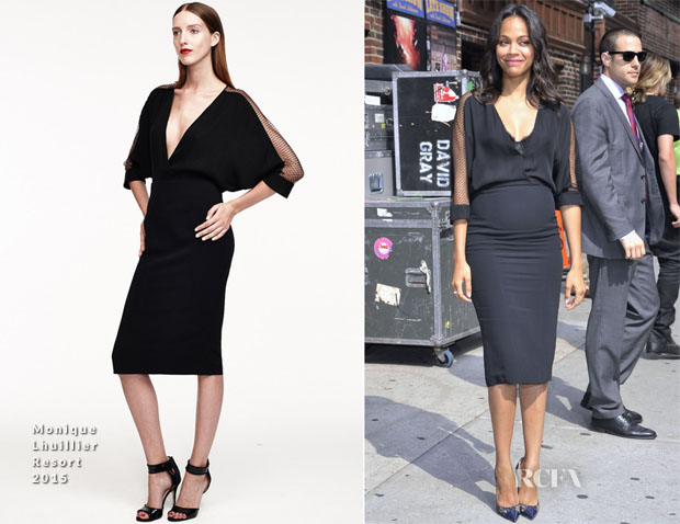 Zoe Saldana In Monique Lhuillier - Late Show With David Letterman