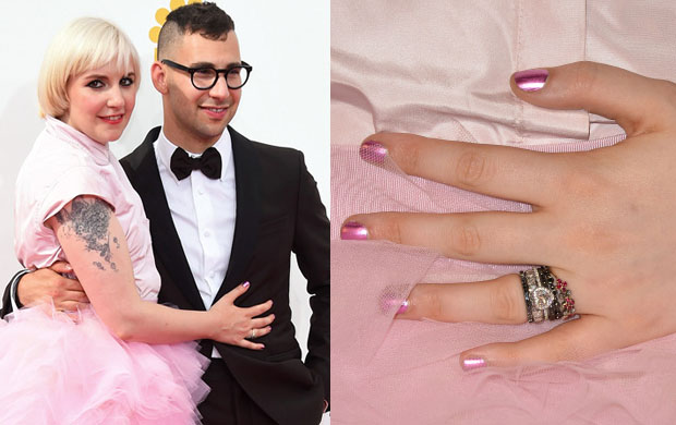 Get The Look: Lena Dunham’s Emmy Awards Pink Metallic Manicure