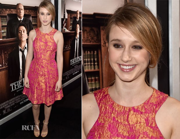 Taissa Farmiga In ML Monique Lhuillier  - 'The Judge' LA Premiere