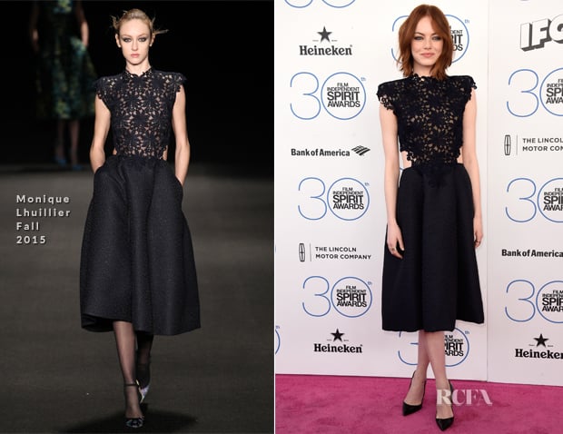 Emma Stone In Monique Lhuillier – 2015 Film Independent Spirit Awards