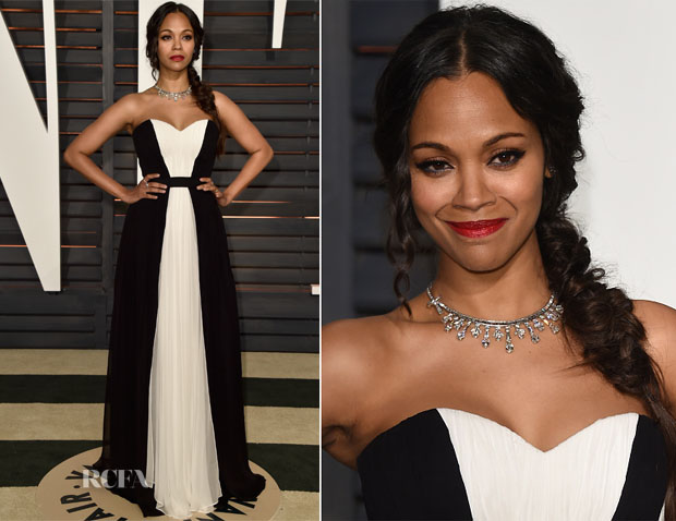 Zoe Saldana In Prabal Gurung - 2015 Vanity Fair Party