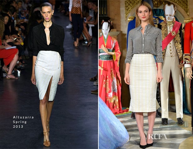 Lily James In Altuzarra - Cinderella Exhibition Photocall