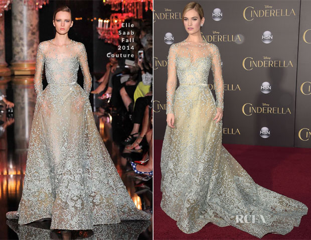 Lily James In Elie Saab Couture – ‘Cinderella’ LA Premiere