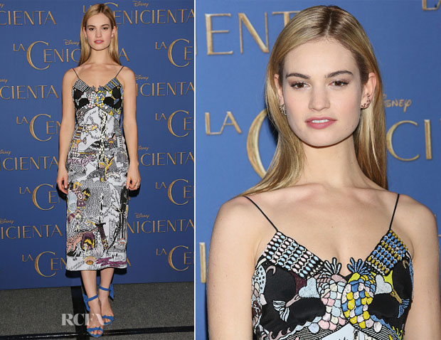 Lily James In Mary Katrantzou - 'Cinderella' Mexico City Photocall