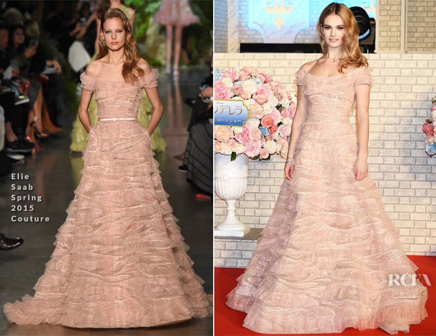 Lily James In Elie Saab Couture - 'Cinderella' Tokyo Premiere