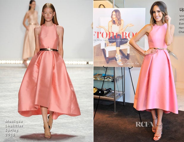 Louise Roe In Monique Lhuillier - 'Front Roe' Book Launch Party