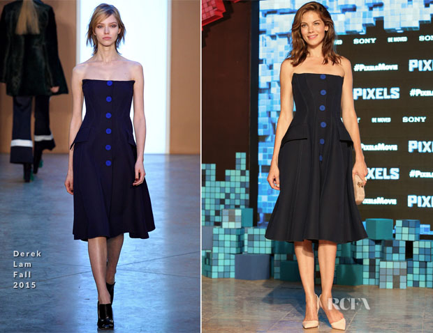 Michelle Monaghan In Derek Lam - 'Pixels' Photocall