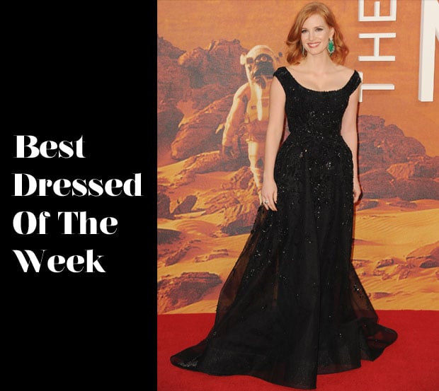 Best Dressed Of The Week – Jessica Chastain In Elie Saab Couture, Joe Manganiello & Hugh Dancy In Ralph Lauren Black Label