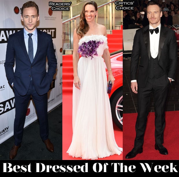Best Dressed Of The Week – Hilary Swank In Giambattista Valli Couture, Tom Hiddleston In Polo Ralph Lauren & Michael Fassbender In Thom Sweeney