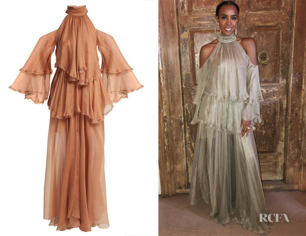 Kelly Rowland's Maria Lucia Honan Oksanna Halterneck Gown