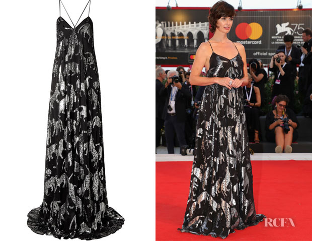 Paz Vega's Carolina Herrera Metallic fil coupé Chiffon Gown