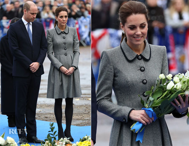 Catherine, Duchess of Cambridge In Catherine Walker - Leicester City Visit