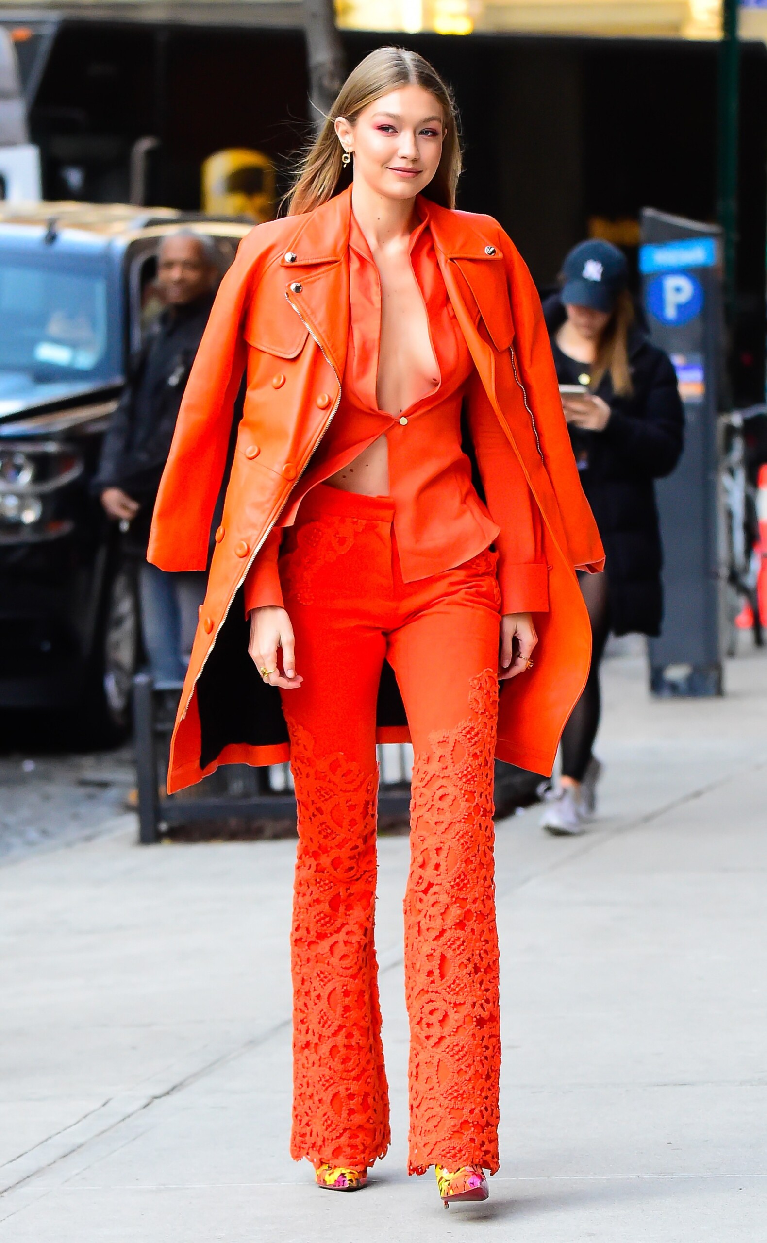 Gigi Hadid In Ronald van der Kemp & Moschino – Out In New York City