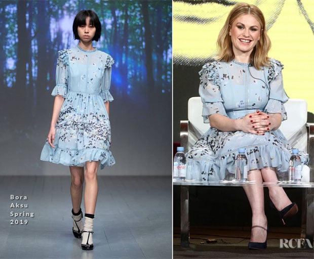 Fashion Blogger Catherine Kallon Features Anna Paquin In Bora Aksu - 2019 Winter TCA Tour