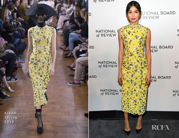 Fashion Blogger Catherine Kallon features Gemma Chan In Erdem - National Board Of Review Annual Awards Gala