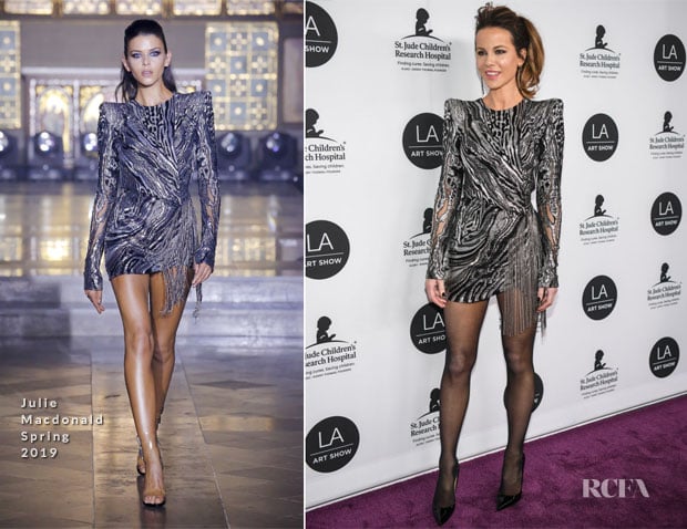 Fashion Blogger Catherine Kallon features Kate Beckinsale In Julien Macdonald - LA Art Show Opening Gala