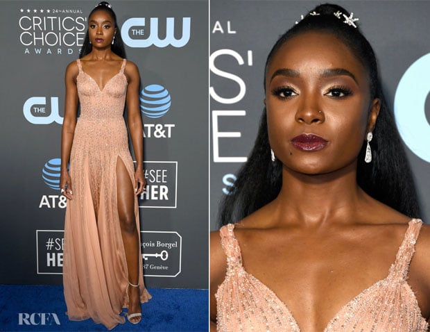 Fashion Blogger Catherine Kallon features Kiki Layne In Atelier Versace - 2019 Critics’ Choice Awards