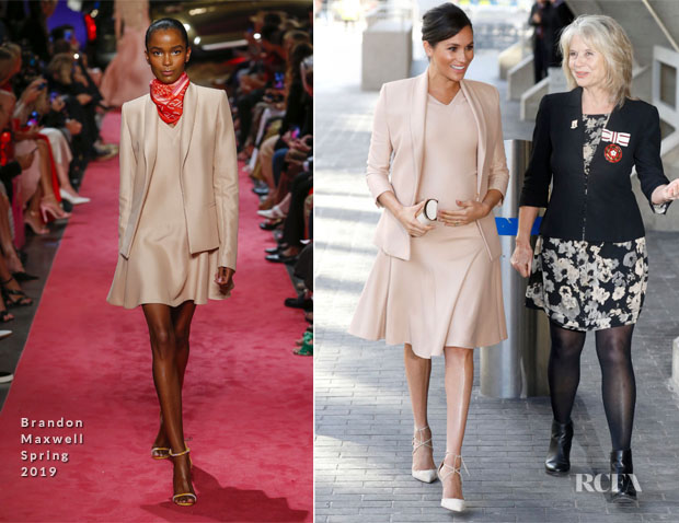 Fashion Blogger Catherine Kallon features Meghan, Duchess of Sussex In Brandon Maxwell - The National Theatre Visit