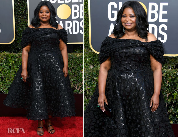 Fashion Blogger Catherine Kallon features Octavia Spencer In Christian Siriano - 2019 Golden Globe Awards
