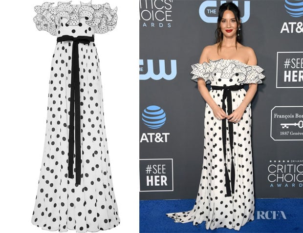 Olivia Munn's Andrew Gn Ruffled Off-The-Shoulder Gown