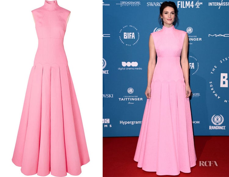 Gemma Arterton's Emilia Wickstead Kingsley Open-Back Cloqué Gown