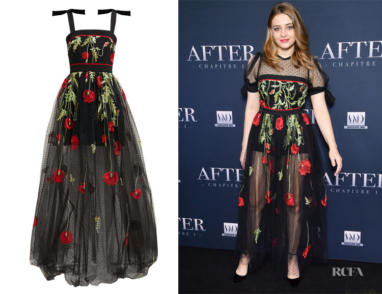 Josephine Langford's Elie Saab Rose-Embroidered Tulle Gown