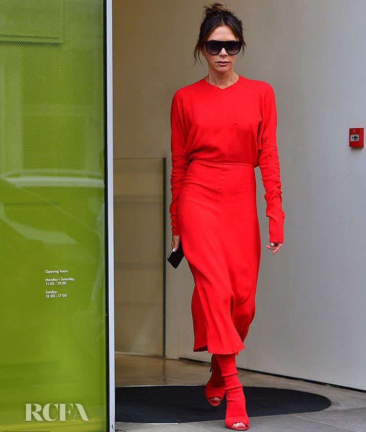 Victoria Beckham Is A Lady In Red Prior To London Fashion Week 