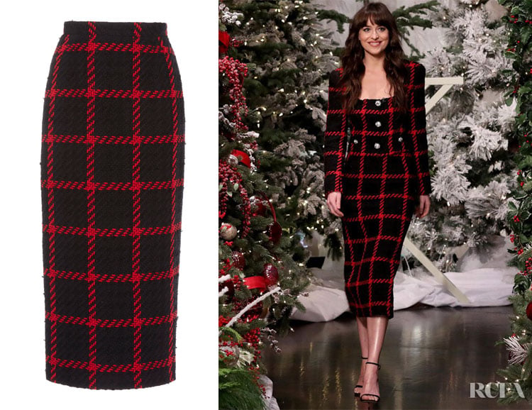 Dakota Johnson's Alessandra Rich Checked Tweed Skirt