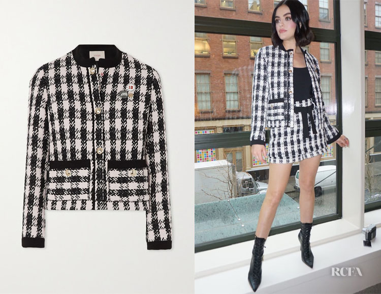 Lucy Hale's Maje Vicky Houndstooth Jacket