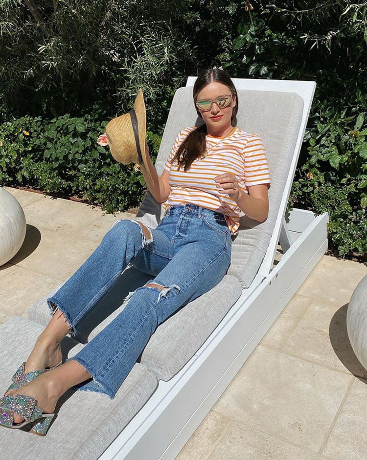 Miranda Kerr Shows Her Stripes In Quarantine
